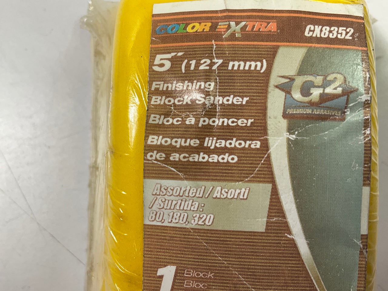Color Extra CX8352 5'' Finish Hand Block Sander W/ 6 Assorted Sheets 80 180 320