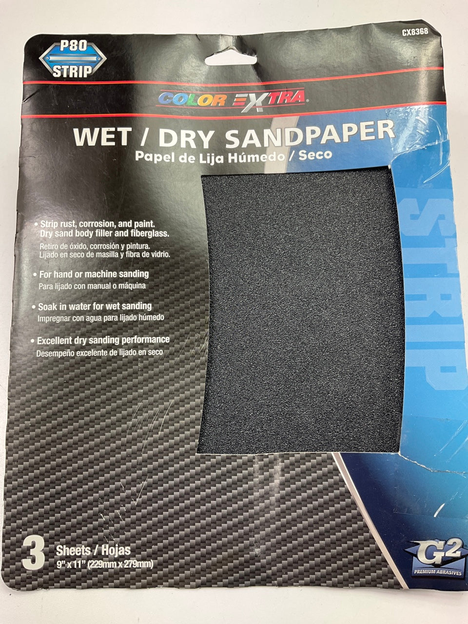 Pack Of 3 - Color Extra CX8368 WET / DRY Sandpaper Sheets 9'' X 11'' 80 Grit