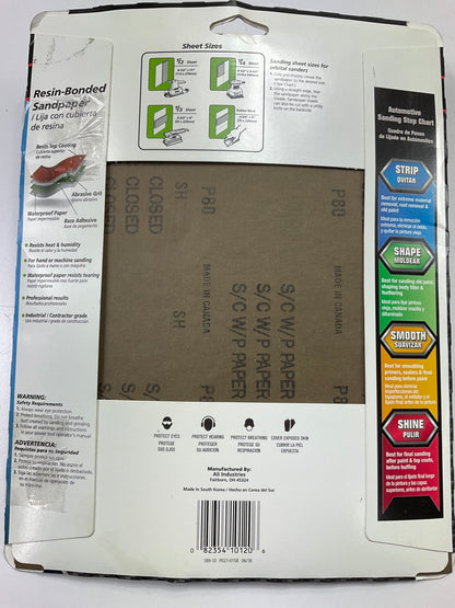 Pack Of 3 - Color Extra CX8368 WET / DRY Sandpaper Sheets 9'' X 11'' 80 Grit