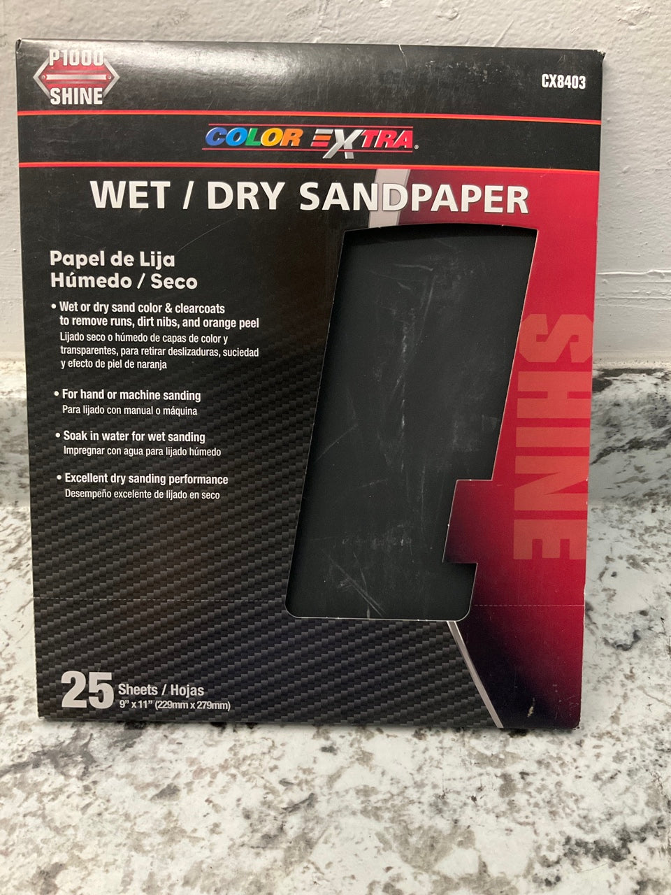 Color Extra CX8403 Sandpaper Sheets - 25 Sheets 9''x11'', Wet Or Dry P1000 Grit
