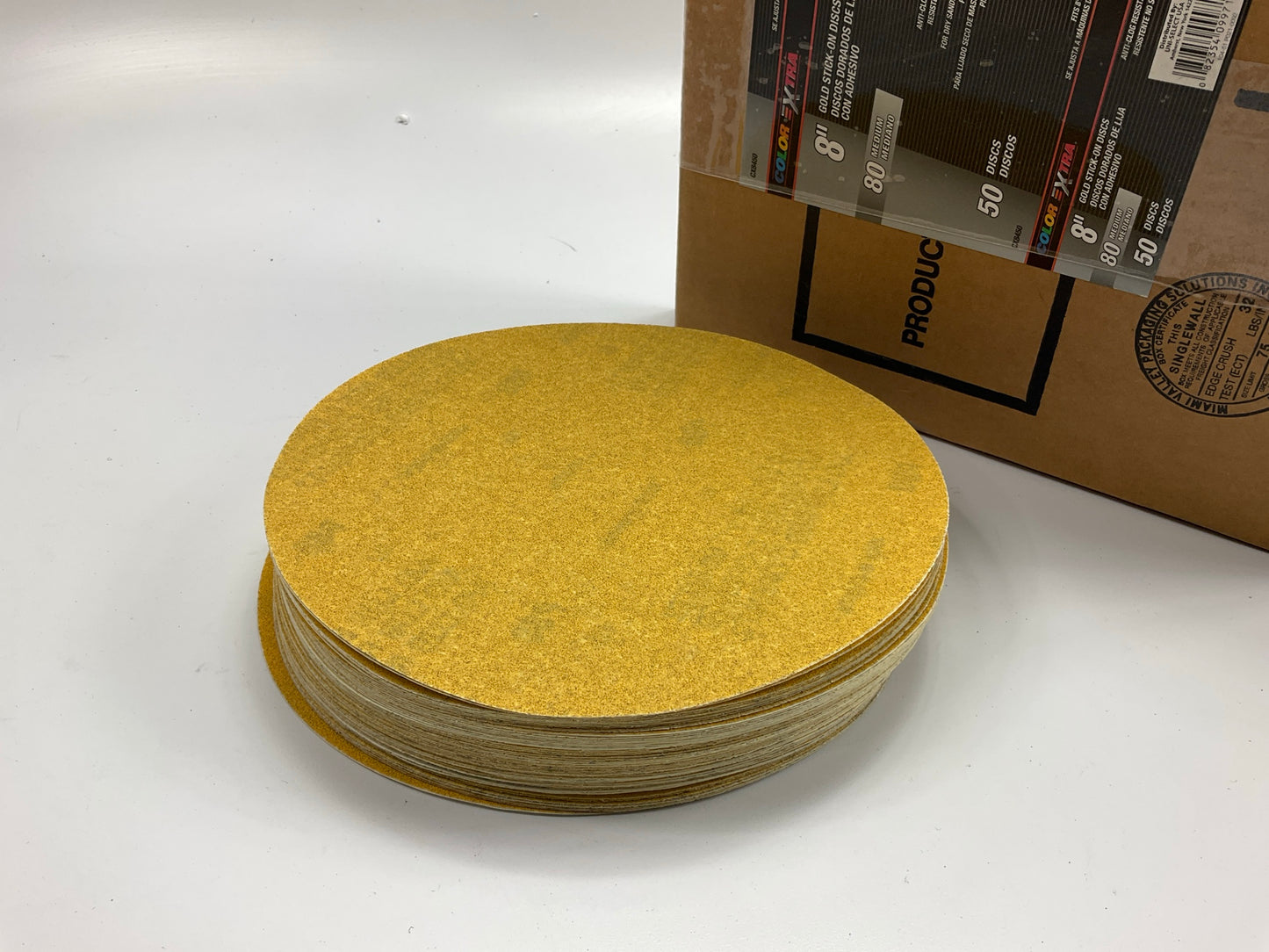 50 Discs - Color Extra CX8450 8'' Gold Stick-on PSA Sanding Discs, 80 Grit