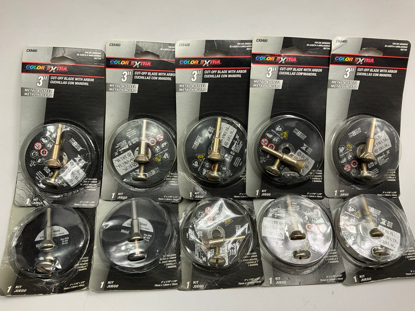 (10) - Color Extra CX8460 Metal & Steel Cut-Off Wheel W/ Arbor 3'' X 1-16'' X 3/8''