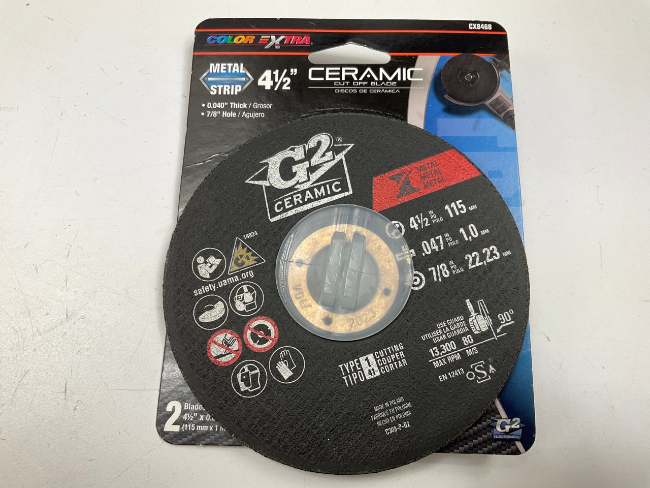 (10) Color Extra CX8468 4.5'' Metal Grinding Cut-Off Wheels .040'' Thick 7/8'' Hole
