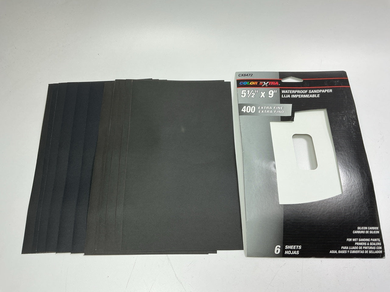 12 Sheets, Color Extra CX8472 Sandpaper Sheets 5-1/2'' X 9'', 400 Grit, Extra Fine