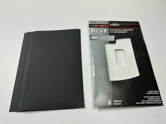 Color Extra CX8472 Sandpaper Sheets 5-1/2'' X 9'', 400 Grit, Extra Fine, Pack Of 6