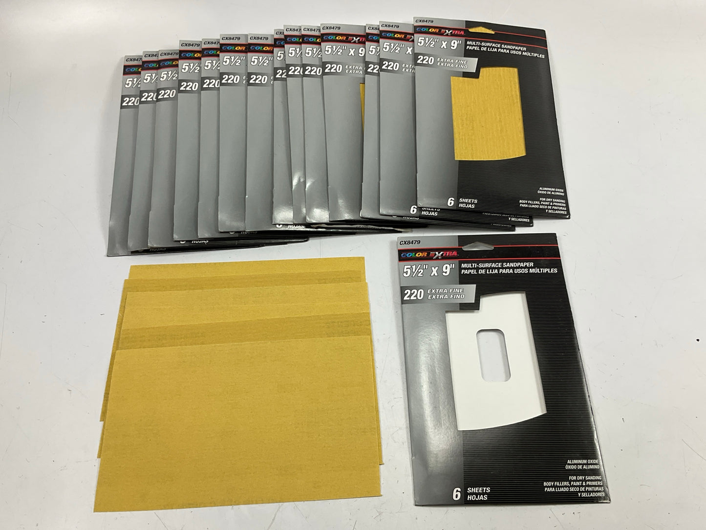 (90) Sheets - Color Extra CX8479 Sandpaper Sheets, 220 Grit, 5-1/2'' X 9''