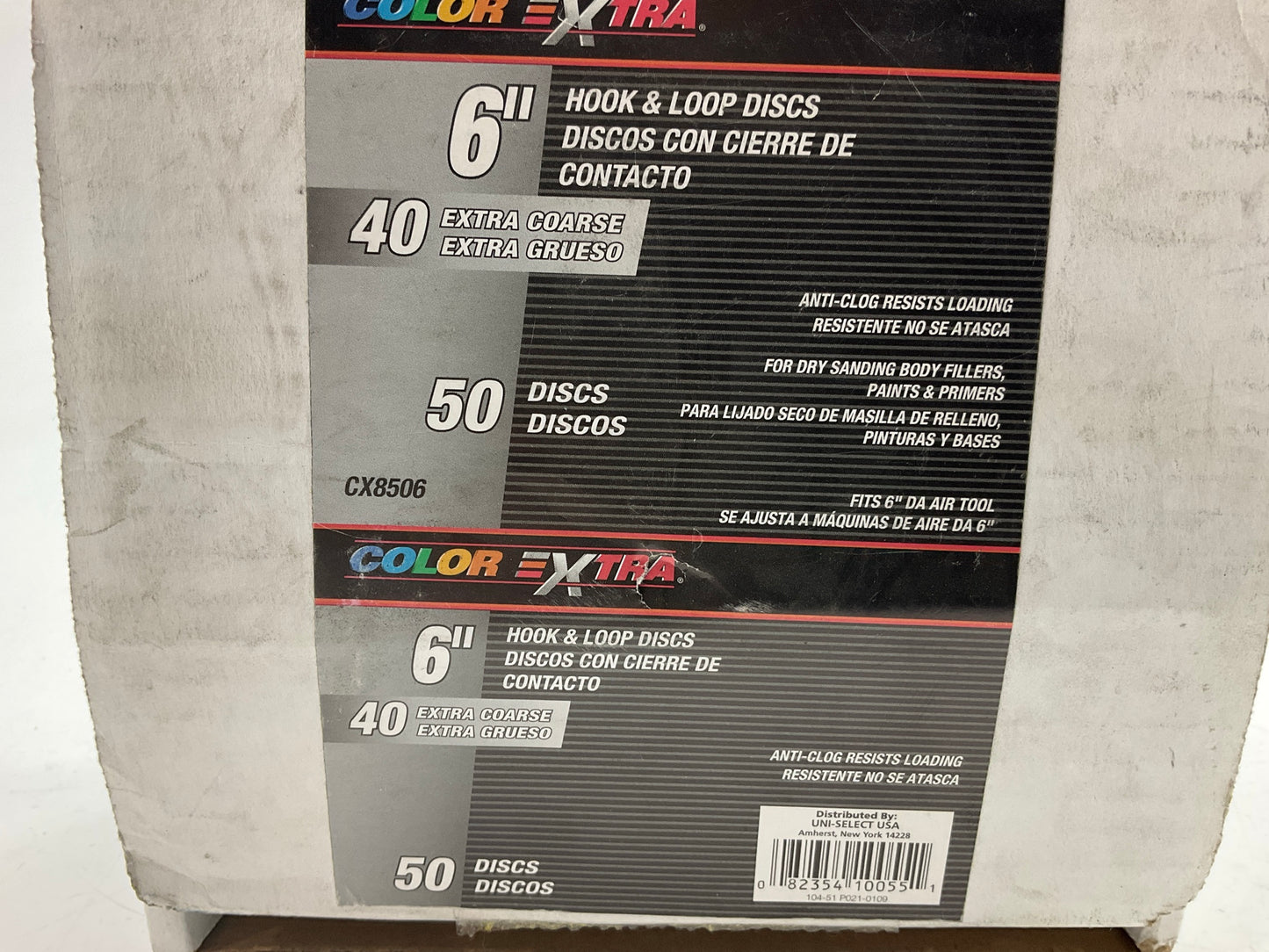 Color Extra CX8506 6'' Hook & Loop Sanding Discs, 40 Grit Extra Coarse, 50 Discs