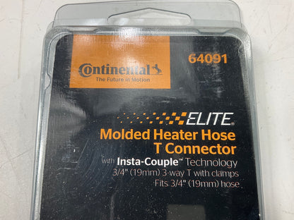 Continental Elite 64091 Molded Heater Hose T-Connector, 3/4'' Tee With Clamps