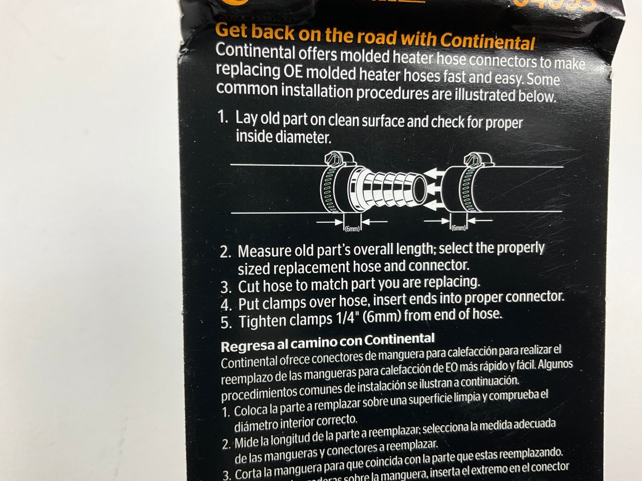 Continental 64093 Molded Heater Hose Connector - 3/4'' Straight Body W/ Clamps
