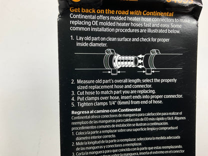 Continental 64093 Molded Heater Hose Connector - 3/4'' Straight Body W/ Clamps