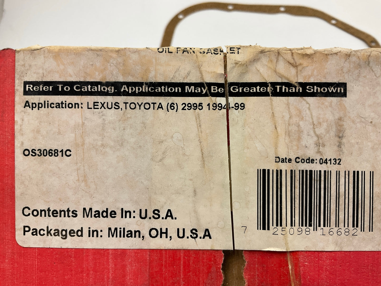 Corteco 16682 LOWER Engine Oil Pan Gasket - 1994-2010 Toyota, Lexus 3.0L 3.3L V6