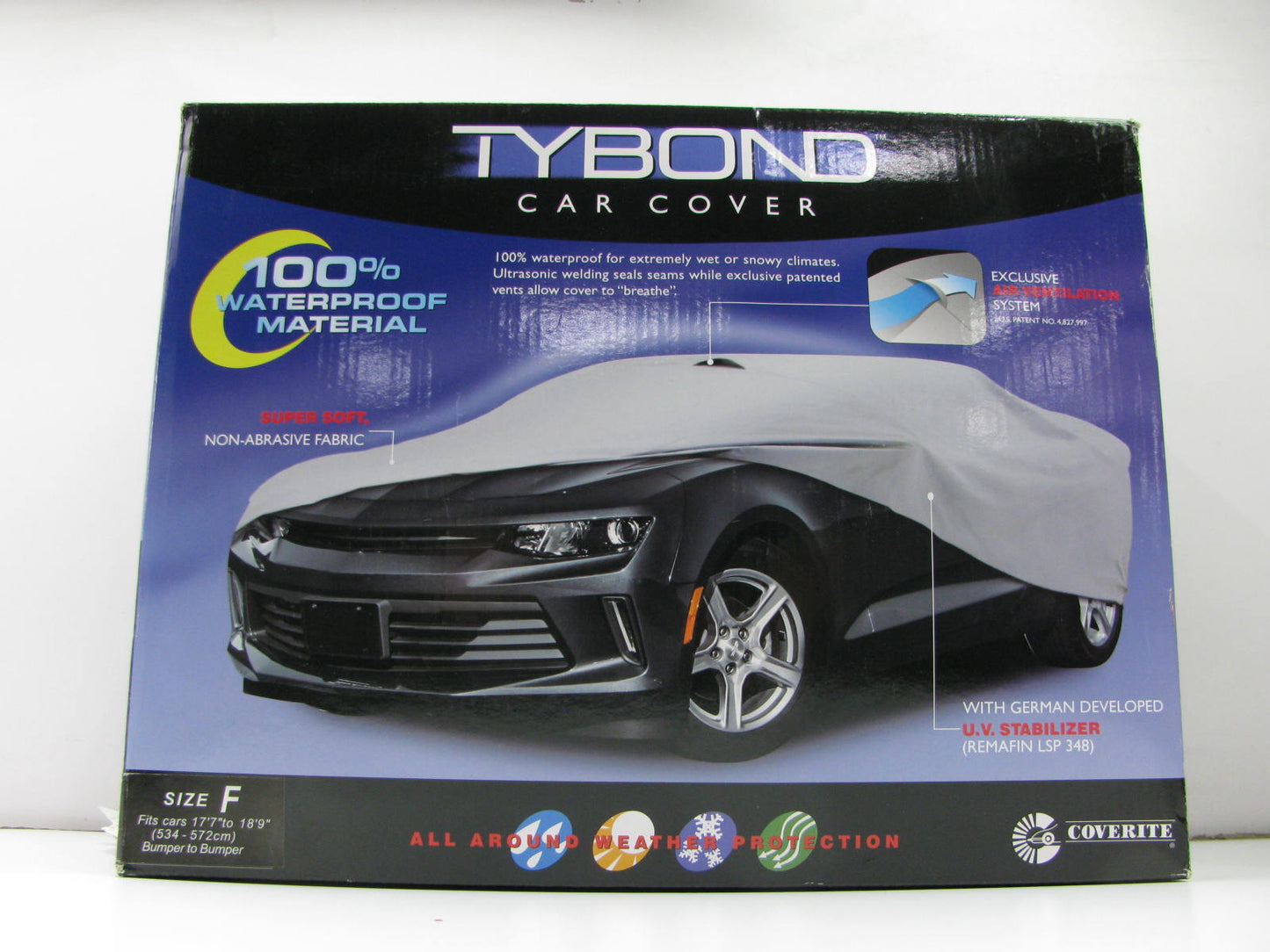Coverite 10736 Tybond 100% Waterproof Car Cover For Cars 17'7'' To 18'9'' Long