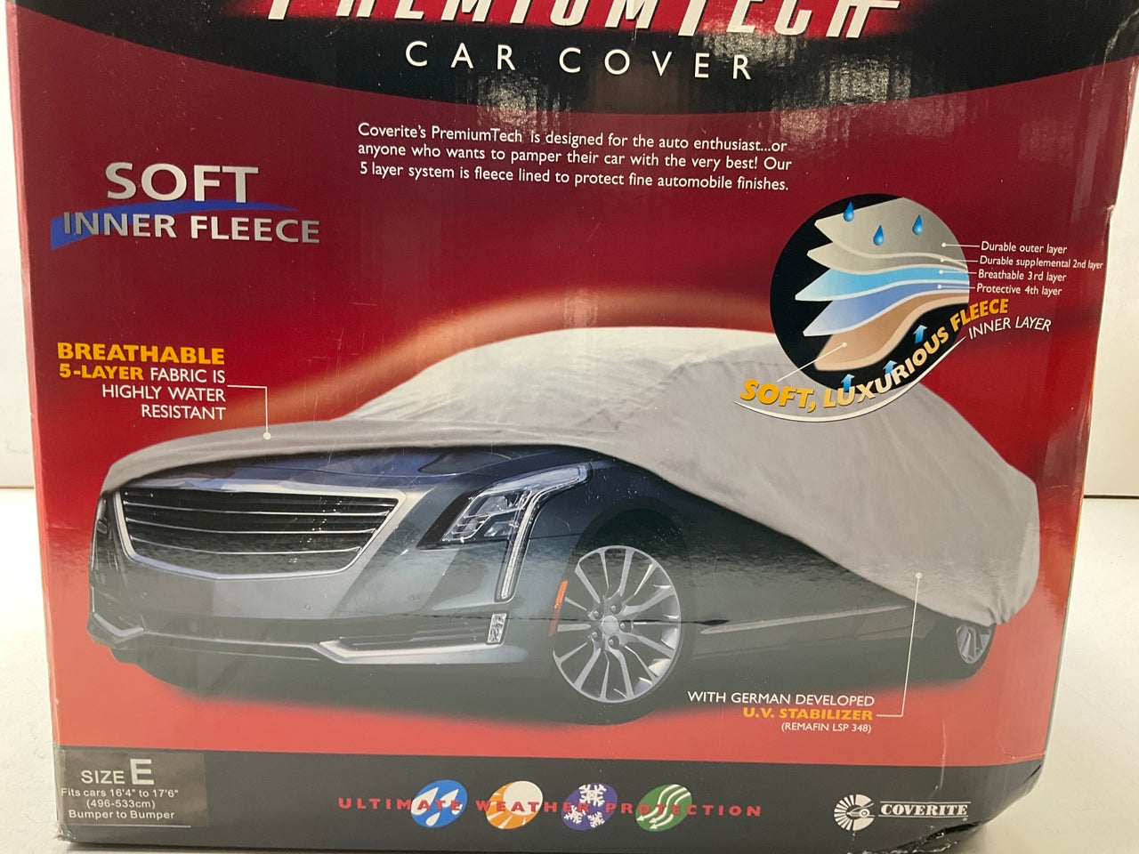 Coverite 10795 Premium Tech Car Cover Size E For Cars 16'4'' To 17'6''
