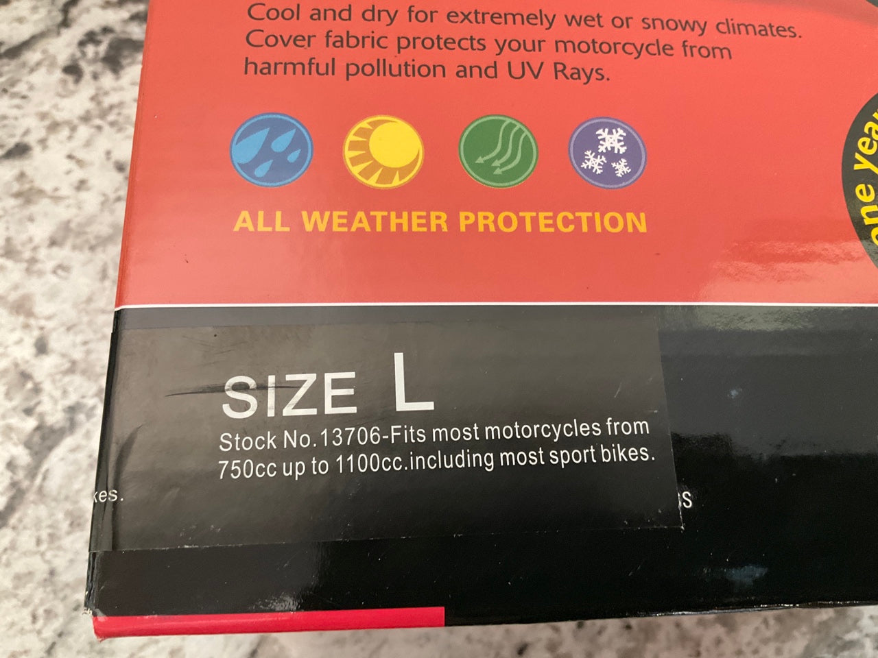 Coverite 13706 Size L Motorcycle Storage Cover, For Most Bikes 750cc-1100cc Size