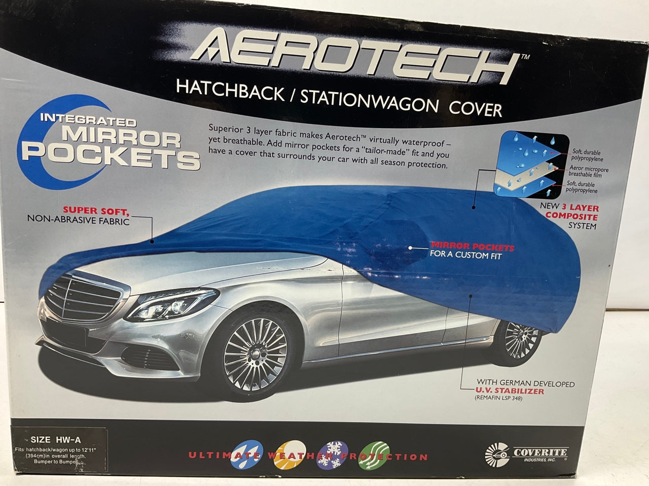 Coverite 16741 Aerotech Car Cover For Hatchback / Wagon Up To 12'11 Long