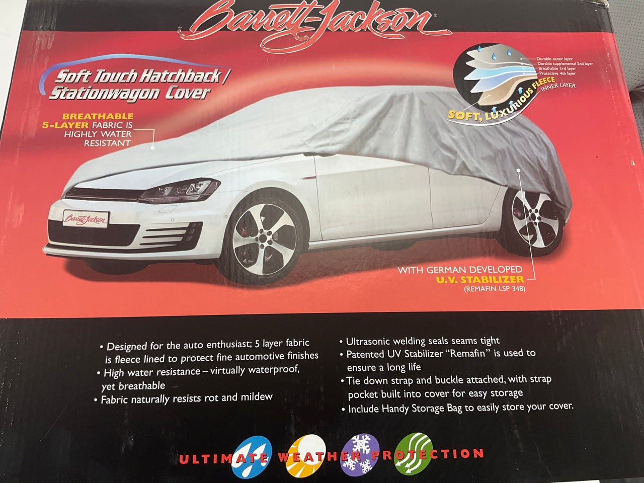 Coverite 16794 BARRETT-JACKSON Premium 5 Layer Car Cover Hatch Wagon 15'5''-16' L