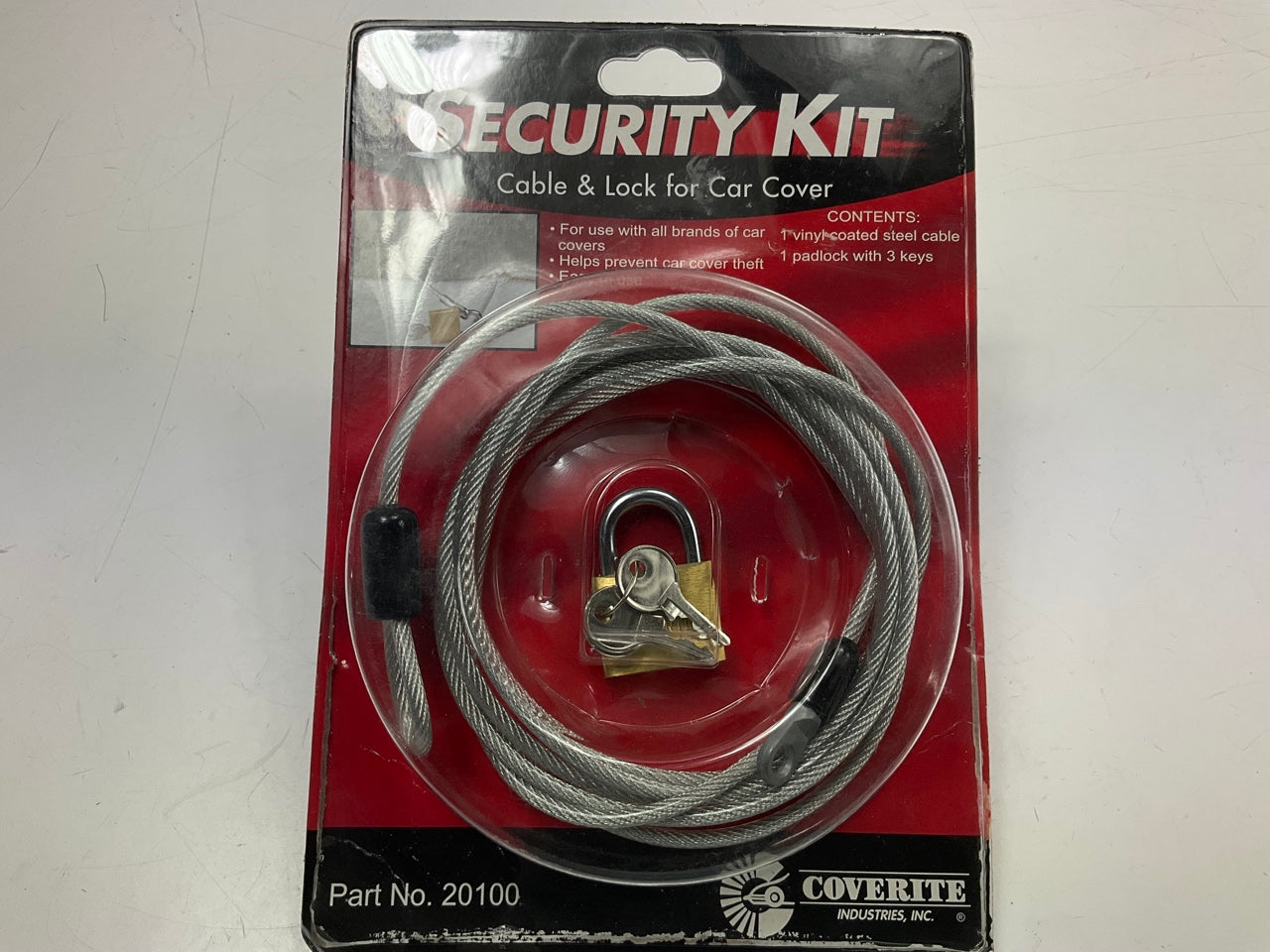 Coverite 20100 Car Cover Security Anti-theft Kit: Cable & Pad Lock W/ 2 Keys