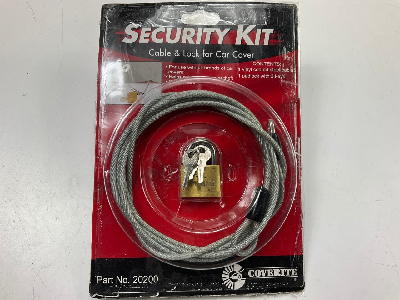 Coverite 20200 Lock & Cable Security Kit For Coverite Car Covers, Prevent Theft