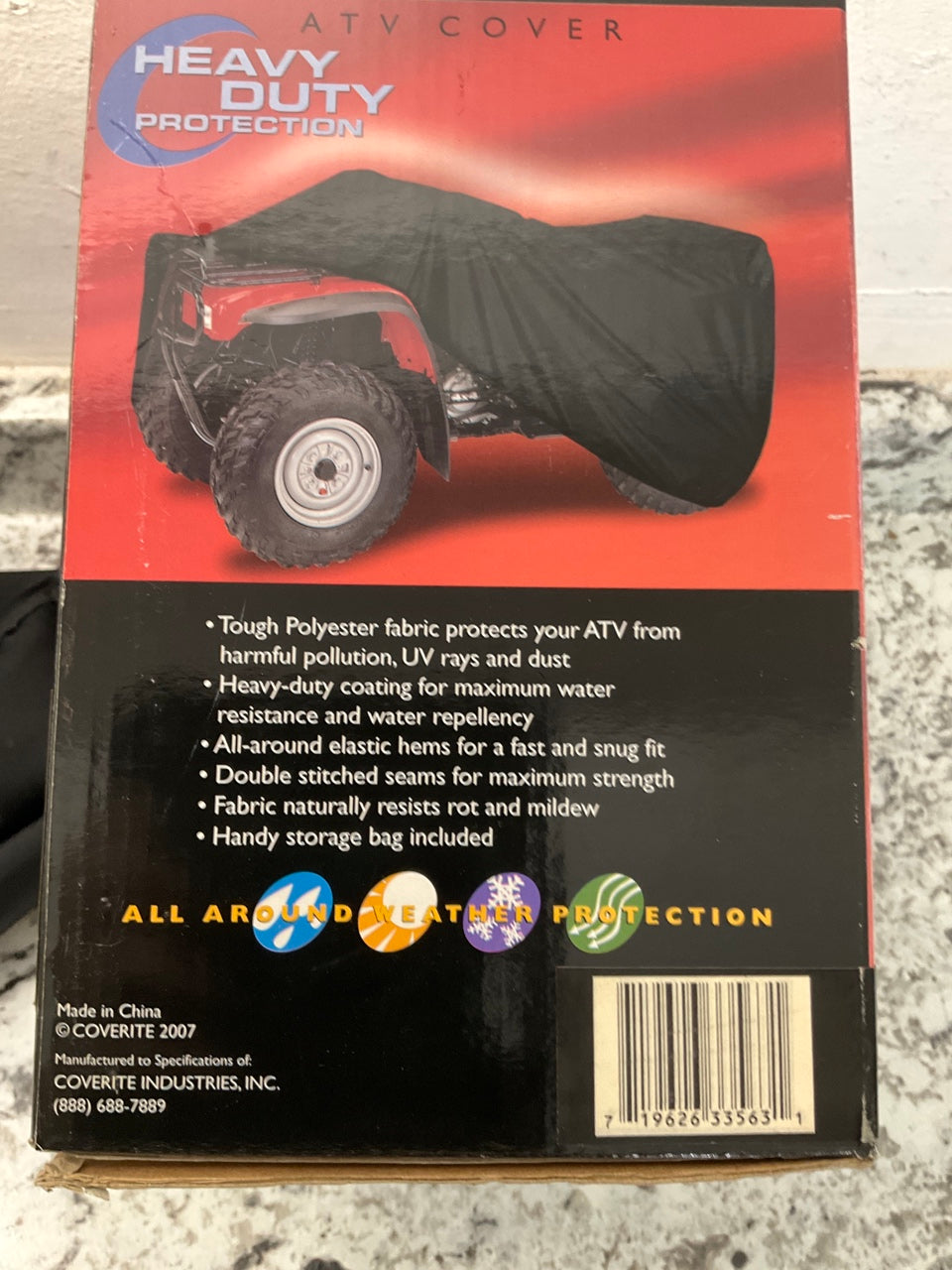 Coverite 33563 ATV UTV 4-wheeler Storage Cover Medium Up To 85'' L X 40'' W X 34''H