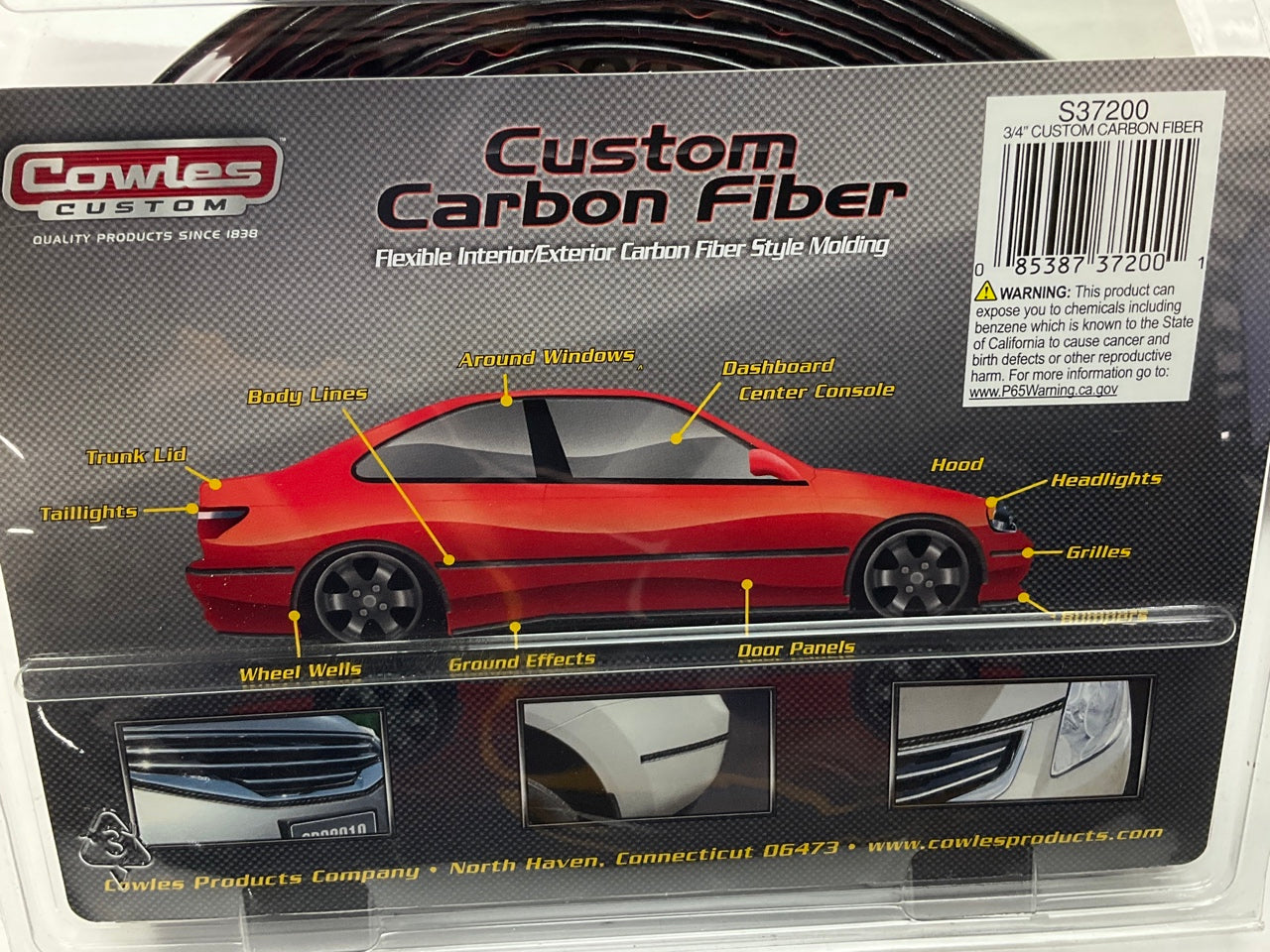 Cowles S37200 Flexible Interior / Exterior Carbon Fiber Style Molding 3/4'' X 12'