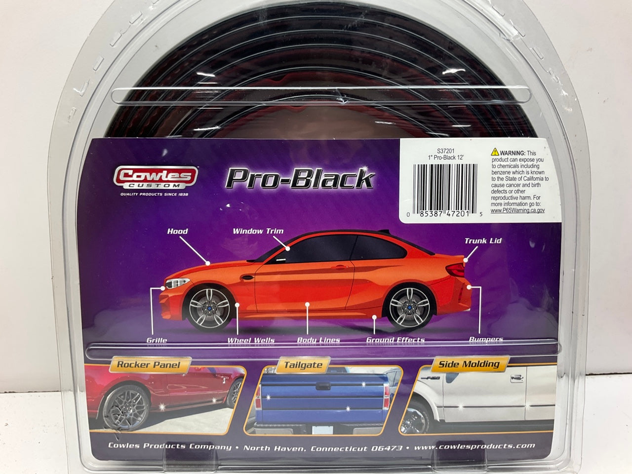 Cowles S37201 Universal Flexible Pro-Black Bumper & Wheel Well Molding 1'' X 12'