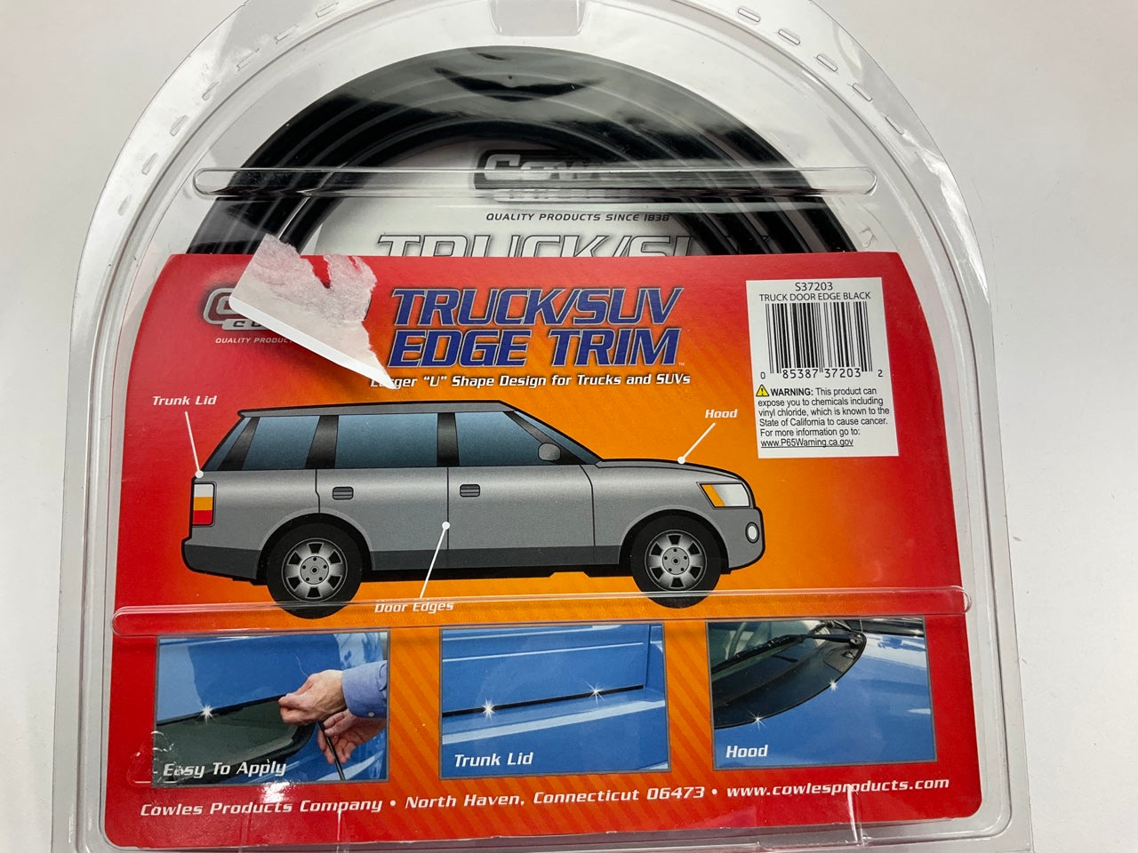 Cowles S37203 TRUCK/SUV Door Edge Trim Molding BLACK - 8 FEET