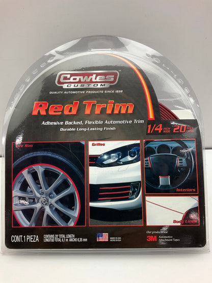 Cowles S37525 Custom RED Molding Trim 1/4'' X 20', 20 Feet Red Moulding Strip