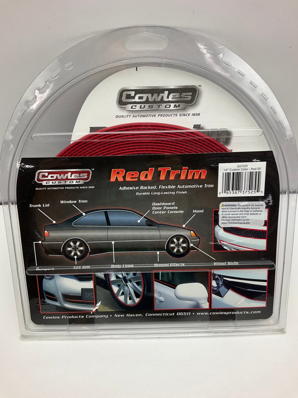 Cowles S37525 Custom RED Molding Trim 1/4'' X 20', 20 Feet Red Moulding Strip