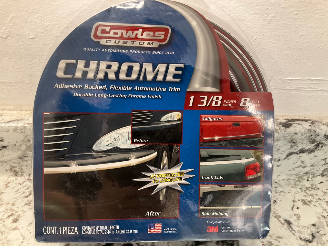 Cowles S37754 Universal Body Molding Chrome Moulding Strip 1-3/8'' X 8 Feet
