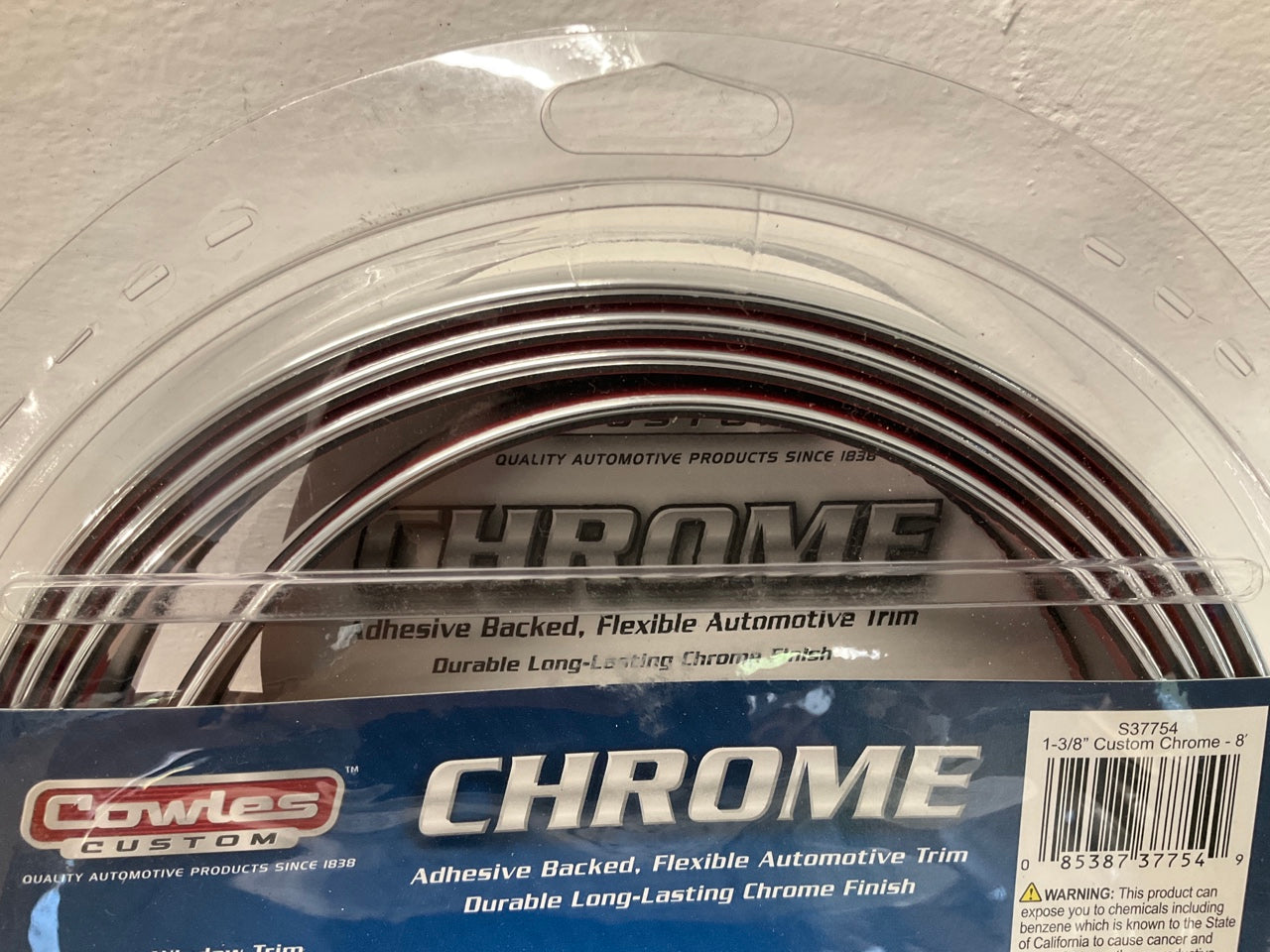 Cowles S37754 Universal Body Molding Chrome Moulding Strip 1-3/8'' X 8 Feet