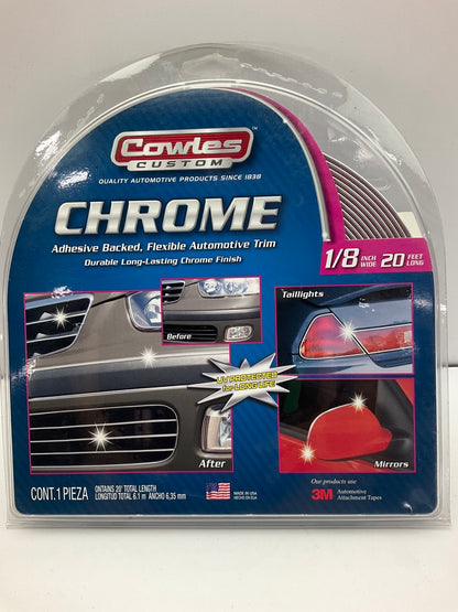 Cowles S37780 Chrome Body Side Molding Trim 1/8'' X 20', Adhesive Moulding Strip