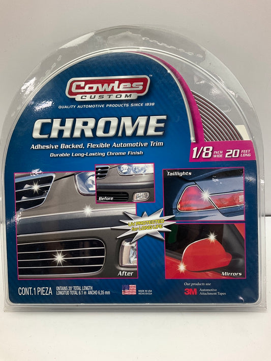 Cowles S37780 Chrome Body Side Molding Trim 1/8'' X 20', Adhesive Moulding Strip