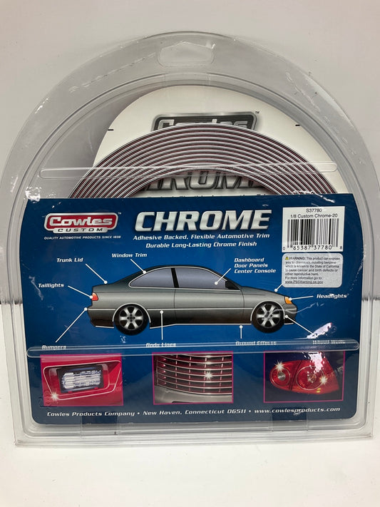Cowles S37780 Chrome Body Side Molding Trim 1/8'' X 20', Adhesive Moulding Strip