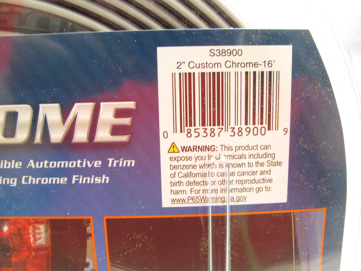 Cowles S38900 Universal Flexible Chrome Adhesive Backed Molding Trim 2'' X 16'