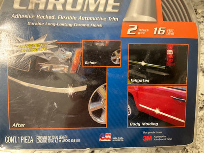 Cowles S38900 Universal Flexible Chrome Adhesive Backed Molding Trim 2'' X 16'