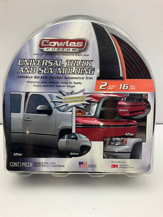 Cowles S48002 Universal Truck & SUV Molding Trim, 2'' X 16' - Black/Chrome