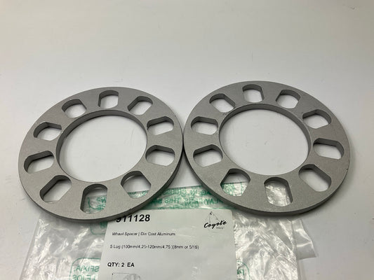 Coyote 911128 Wheel Spacers, Pair, 8mm (5/16'') 5 Lug