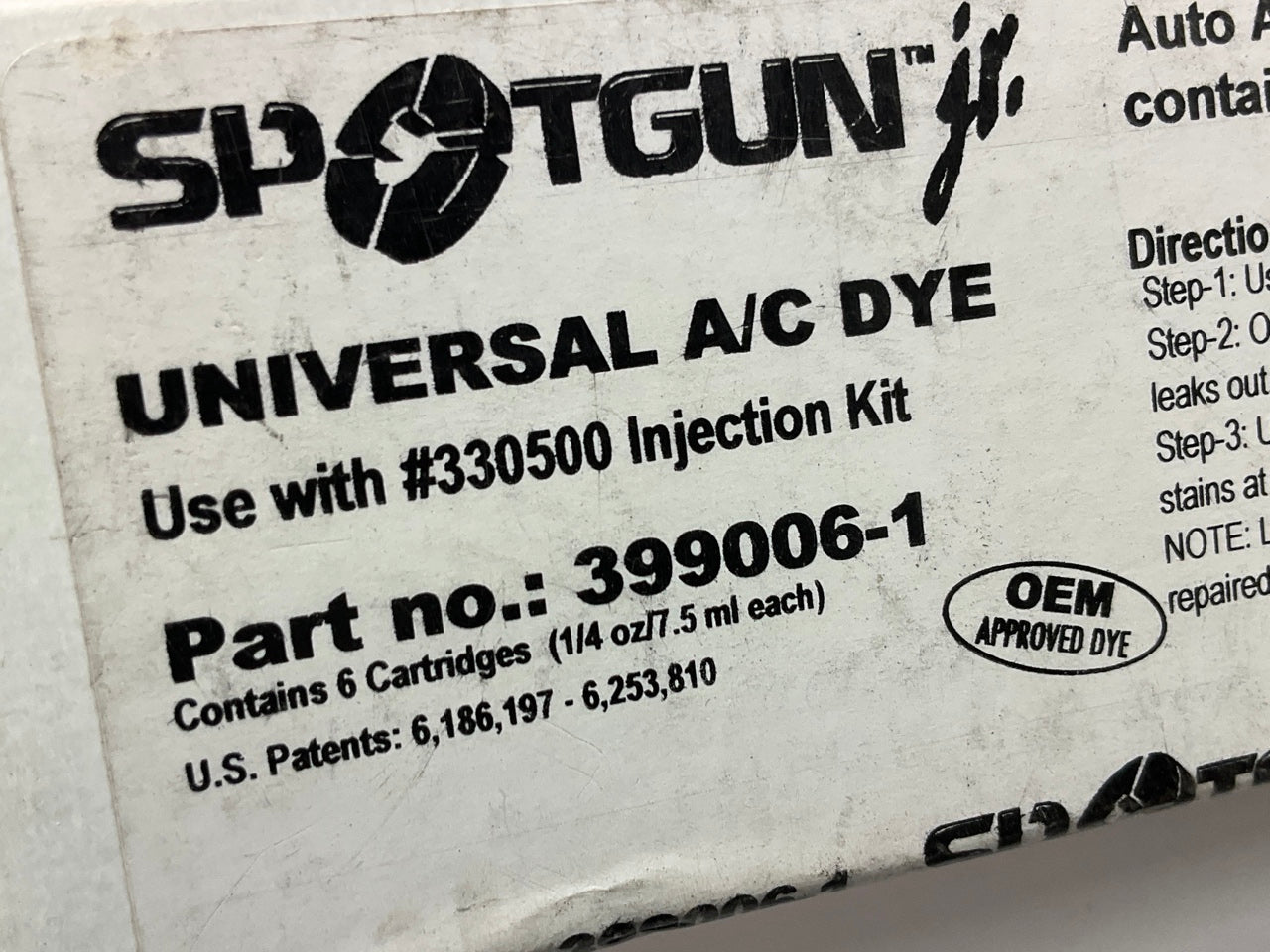 (6) CPS 399006 Spotgun A/C Dye ''Single Shot'' Cartridges - Leak Detection Dye