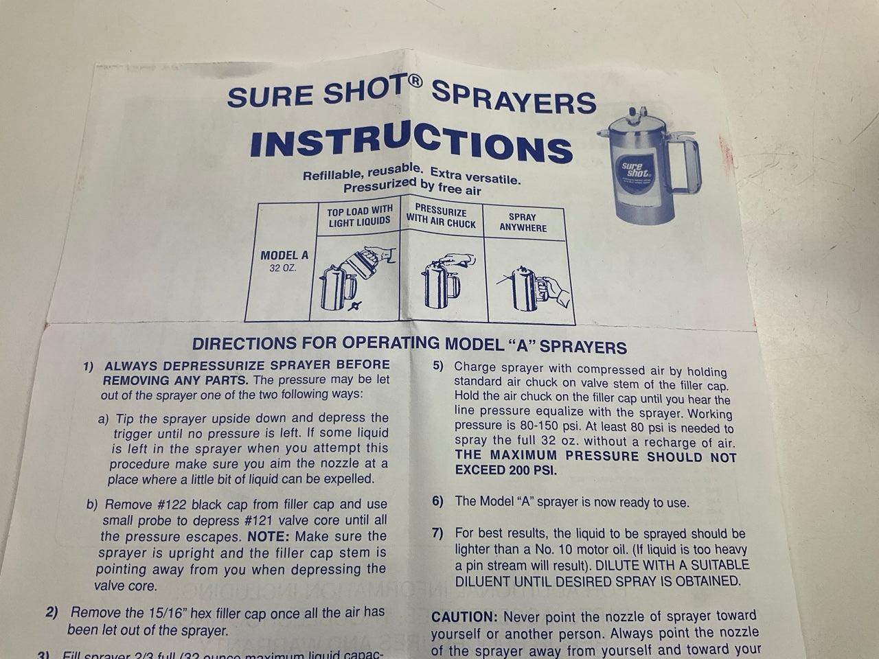CRC 14016 Sure Shot Reusable Sprayer One Quart, Reusable Air-pressurized Sprayer