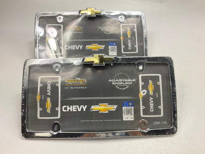 (2) Cruiser 10437 Chevy Chevrolet Bowtie License Plate Frame, Chrome / Gold