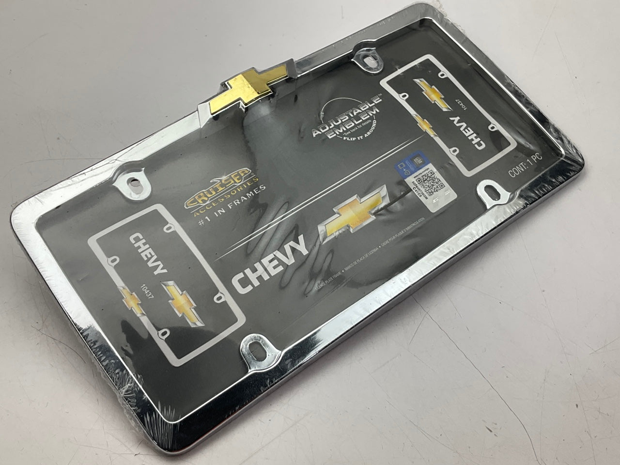 Cruiser 10437 Chevy Chevrolet Bowtie License Plate Frame, Chrome / Gold