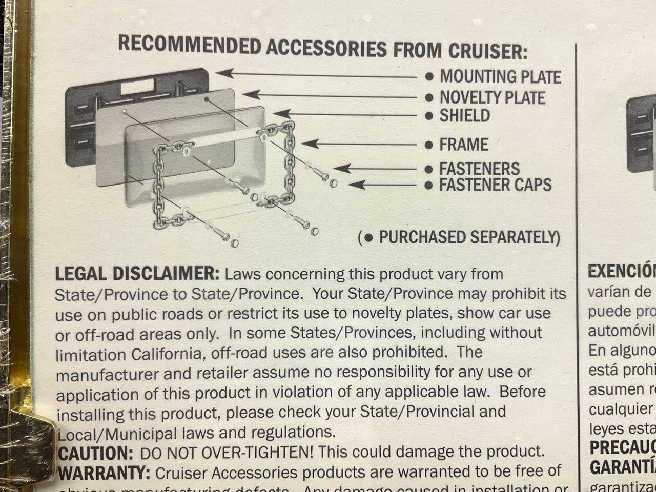 Cruiser 15001 Neo Diamondesque License Plate Frame, Gold