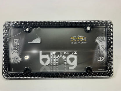 Cruiser 18525 Button Tuck Bling License Plate Frame, Chrome / Black / Clear