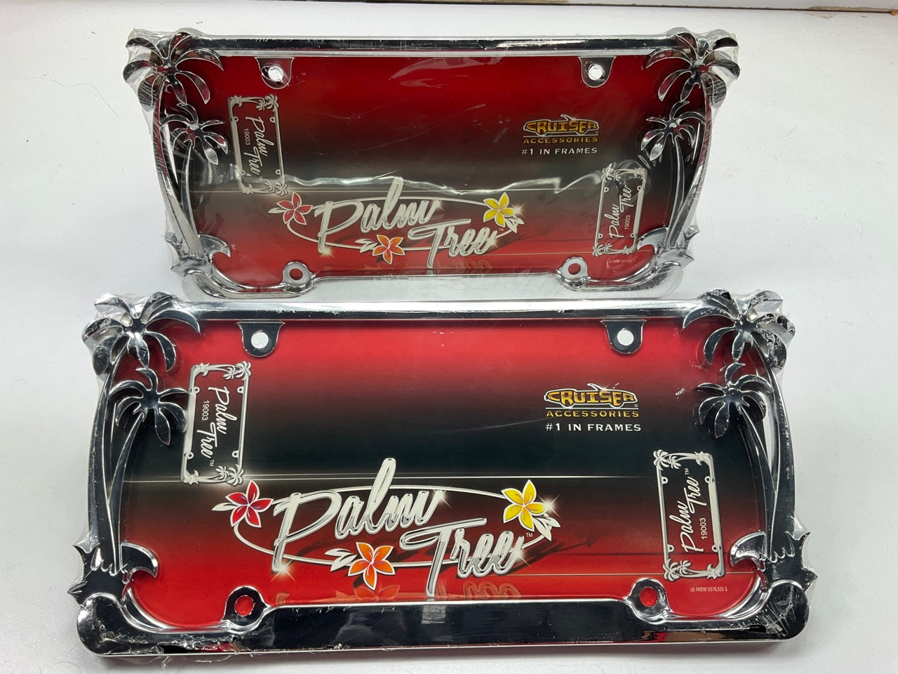 (2) Cruiser 19003 Palm Tree License Plate Frame; Chrome