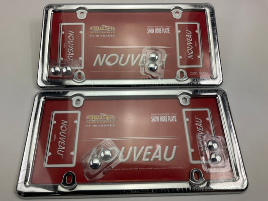 (2) Cruiser 20630 Nouveau License Plate Frame Chrome W/ Fasteners Caps