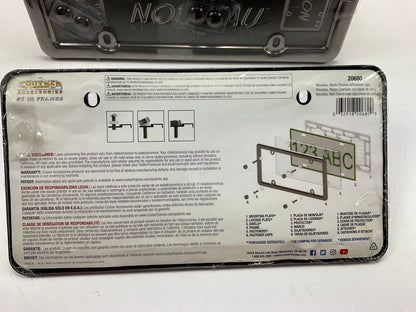 (2) Cruiser 20680 Nouveau License Plate Frame, Black Chrome W/ Fastener Caps