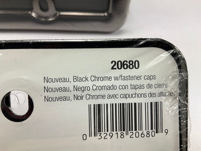 (2) Cruiser 20680 Nouveau License Plate Frame, Black Chrome W/ Fastener Caps