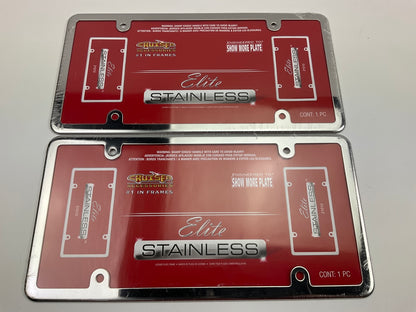 (2) Cruiser 21010 UNIVERSAL Elite Stainless License Plate CHROME Frame
