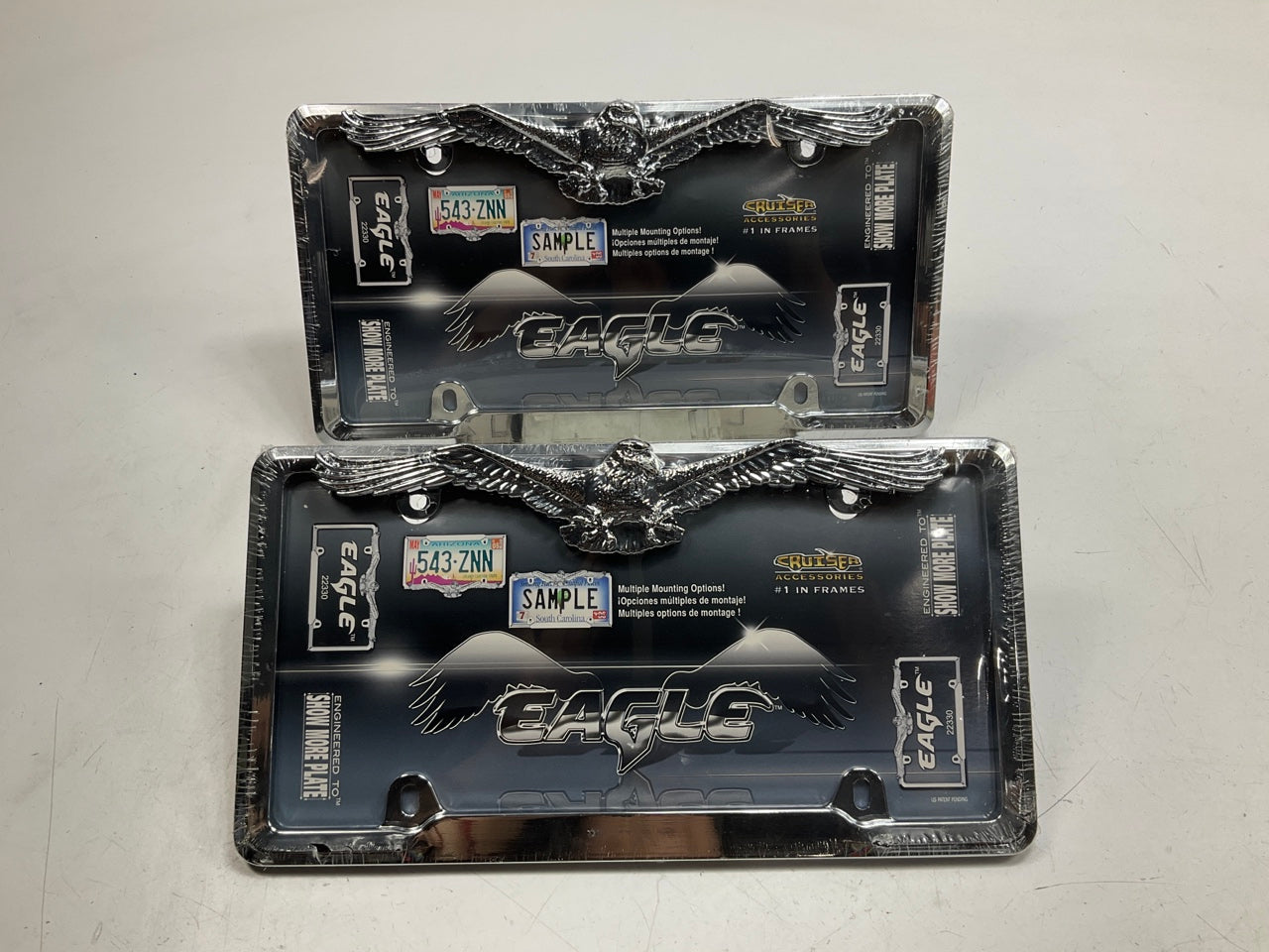 (2) Cruiser 22330 Eagle License Plate Frame, Chrome