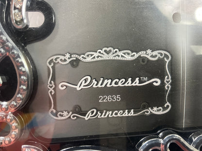 Cruiser 22635 Princess Heart Black Metal License Plate Frame - Bling Crystal